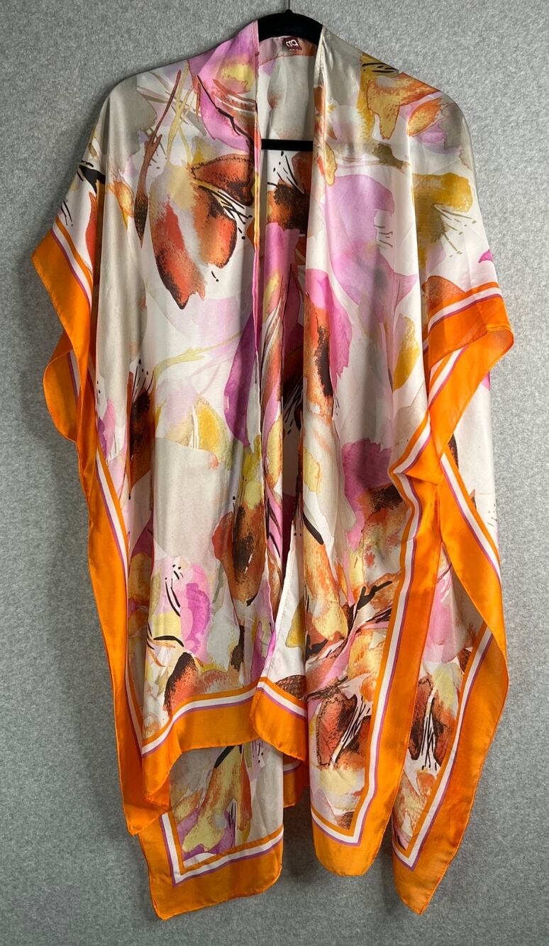 Unbranded Women Kimono Duster Open Front Border Print One Size